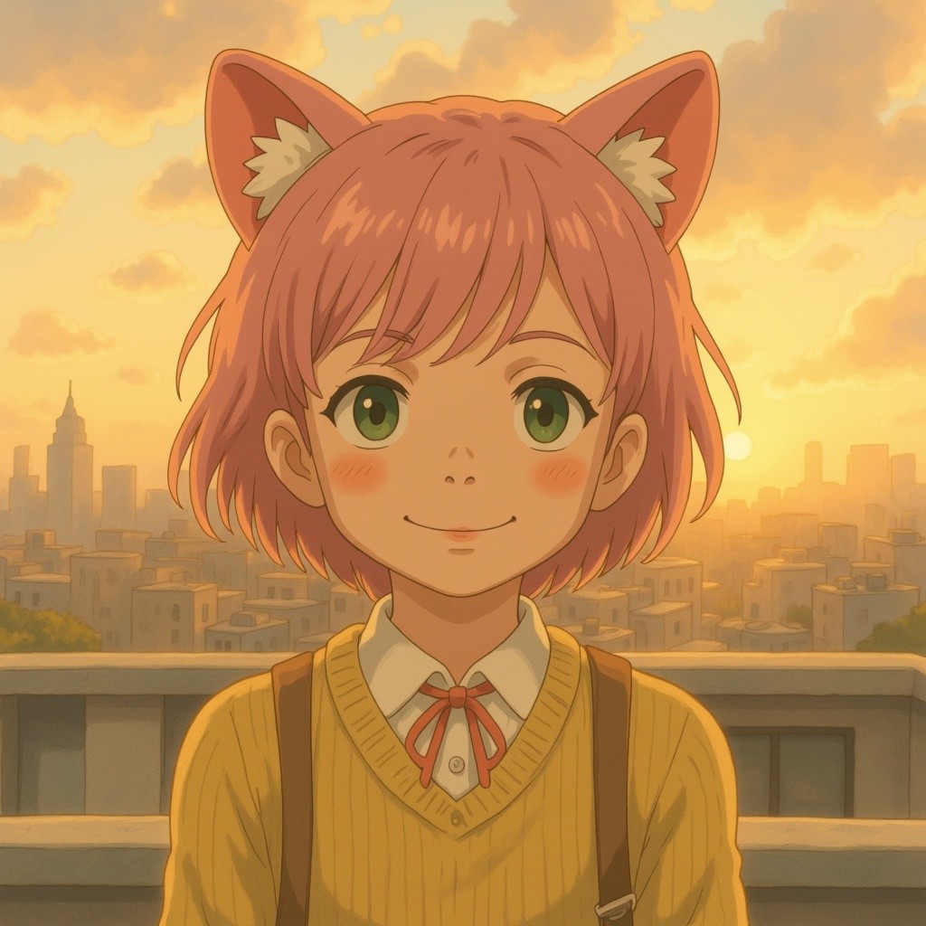 Anime girl with pink hair