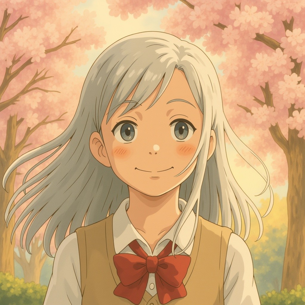 Anime girl with silver hair