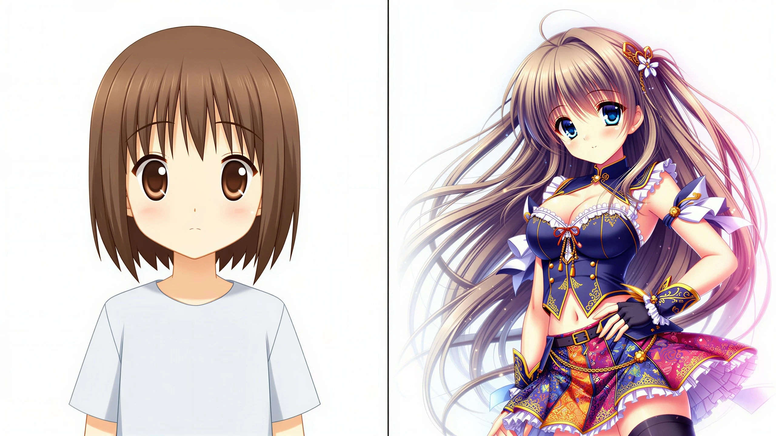 Comparison showing how different prompts create different anime art styles